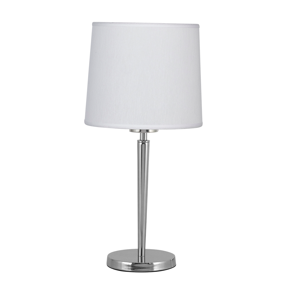 VELADOR CROMO C/PANTALLA CONICA BLANCA V43-CB